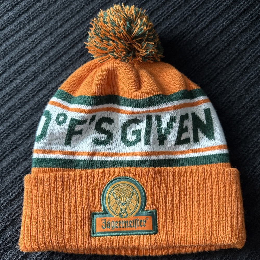 Jagermeister Embroidered Beanie Cap Orange Logo, One Size, Winter Hat 0 Fs Given